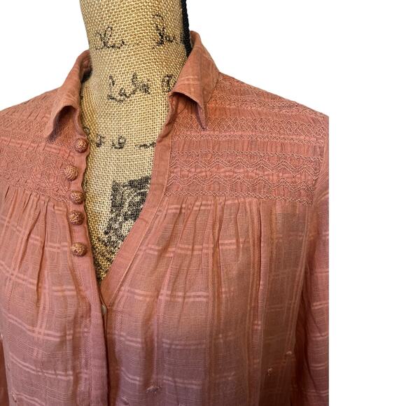 Anthro Vanessa Virginia Edisto Dusty Rose Top Sz 0 - Picture 3 of 7